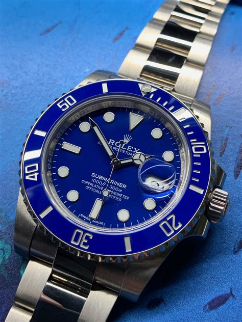 rolex smurf for sale|white gold Rolex submariner watches.